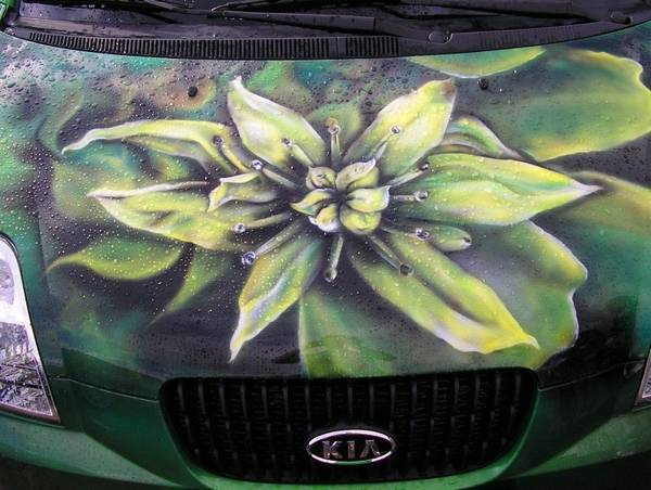 Волшебные, причудливые и обычные цветы на кузове автомобиля: варианты аэрог ... - фото