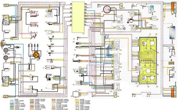 Схема электропроводки на ВАЗ 2107 с фото